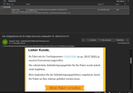 Scheißdreck per Mail eben