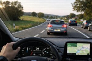 Kurve, Gegenverkehr, Bremse. Mehr brauchen die nicht. KI-Hinweis: Bild auf Grundlage eines eigenen Fotos mit KI ergänzt und angepasst.