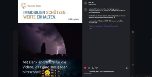 Echte Blitze über dem Odenwald, nachts aufgenommen und später im RESIS-TEC-Reel verarbeitet.