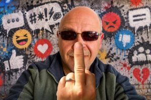 MittelfingerMittwoch: (Mein) Mittelfinger vor einer Wand aus Social-Media-Symbolen