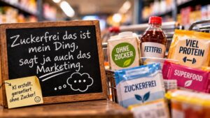 Zuckerfrei, fettfrei, proteinreich. Wenn das Marketing den Einkaufszettel schreibt, bleibt das eigene Denken gerne mal im Regal. ;-)