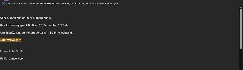 Angebliche Commerzbank-Mail, die vor dem Ablauf einer ominösen „Aktivierungsgrafik“ warnt. Was immer das sein soll, Hauptsache, irgendwer klickt auf den Link.