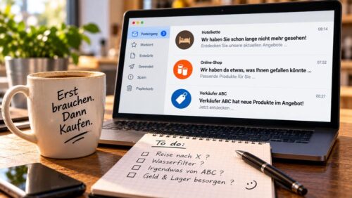 Drei Mails, jede Menge Angebote und kein einziger Bedarf. Aber Hauptsache, das Marketing denkt an mich. ;-)